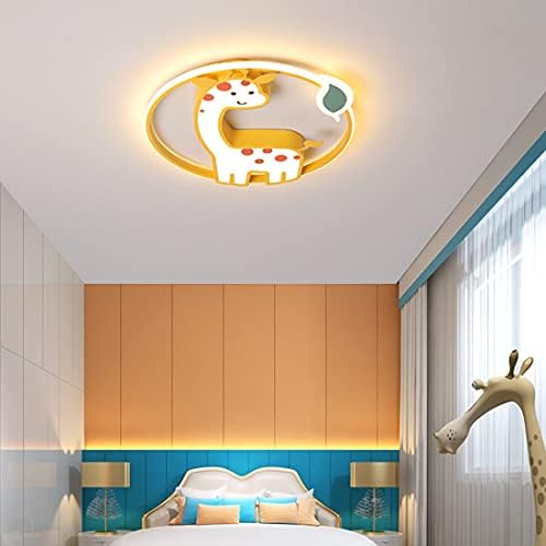 FREENN Led Kids Room Ceiling Light 26W Dimmable Giraffe Ceiling Lamp with Remote Contro Creative Cartoon Animal Children's Lamp Cute Boy Girl Bedroom Baby Nursery Ceiling Lighting, 40CM, Yellow