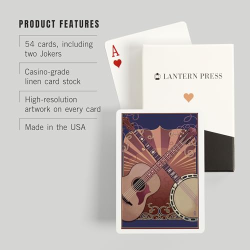 Lantern Press Guitar and Banjo Baraja de 52 Cartas Póker miniatura 3