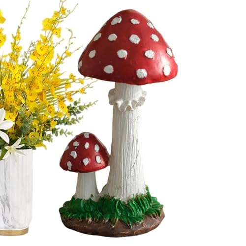 Decoración de jardín de setas,Decoración al aire libre de setas de jardín - Esculturas realistas Estatuas de jardín de resina para decoración del hogar | Estatuas modernas encantadoras de las escultur