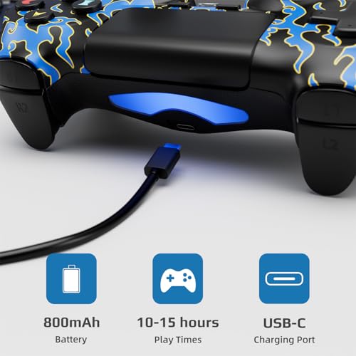 Image of Controller for PS4, Wireless Controller 2 Pack for Sony PlayStation 4 /Slim /Pro, with 6-Axis Motion Sensor /Double Vibration /Touch Pad /Speaker & 3.5mm Audio Jack /800mAh Battery /USB-C Cable, Pink + Blue