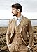 Casual Linen Suits for Men 3-Piece Dress Wedding Suits Retro Prom Tuxedo Groom Tux Blazer Vest and Pants Set Khaki-S