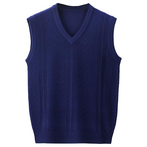 Men's Striped Sweater Vest V Neck Solid Sleeveless Sweater for Men Casual Slim Fit Pullover Vests
