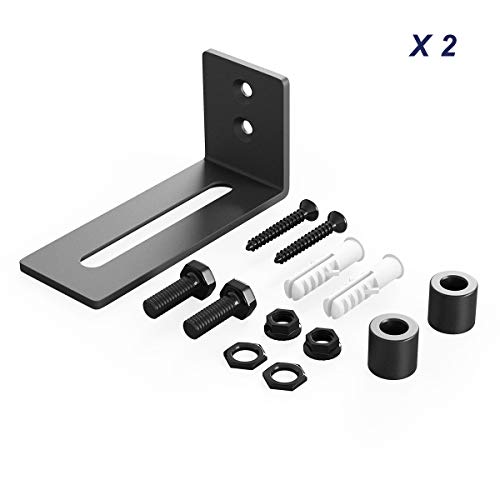 Image of SMARTSTANDARD Sliding Barn Door Bottom Adjustable Floor Guide Roller, Black, Smoothly and Quietly, Easy to Install (2 Rollers) 2PCS