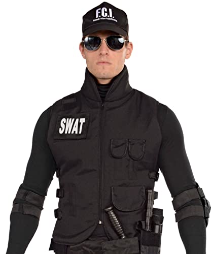 Rubies S.W.A.T. Zip Up Vest for Adults Mens One Size Black