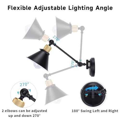 Image of TRLIFE Rechargeable Battery Operated Wall Sconce, Dimmable and Adjustable Color Temperature Wireless Wall Sconces Set of 2 with Remote Control, Swing Arm Wall Mounted Light for Bedroom Bedside Hallway