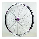 Ruedas Traseras De Bici De Carretera 700C Juego De Ruedas De Freno C/V Llantas De Bicicleta De Doble Pared De Aluminio De 30mm, Cassette De 7-12 Velocidades 10 * 130mm QR(Purple)