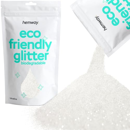 Eco Friendly Biodegradable Glitter | White Iridescent - Ultrafine 100g, Plant Based, Biodegradable Glitter for Craft, Face, Hair, Nail, Body and Festival - Hemway