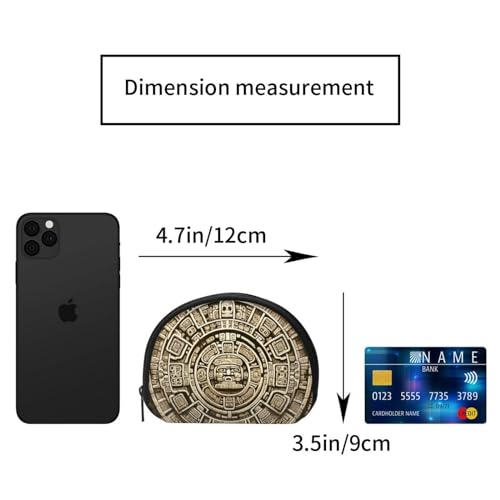 Portable Coin Purse Ancient-Mayan-Calendar-Stone Mini Zippered Money Pouch Card Holder2