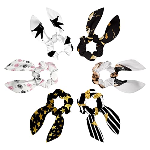 Lot de 6 chouchous à cheveux avec nœud papillon flamant rose