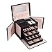 Espositore per gioielli Scatola di gioielli for le donne ragazze con specchio collana anello orecchini Organizzatore PU in pelle rimovibile cassetto box gioielli design multistrato, grande capacità Po