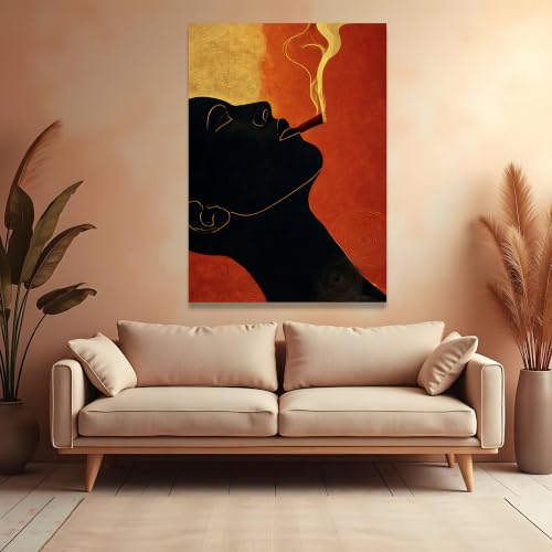 Décoration murale contemporaine silhouette abstraite avec cigare