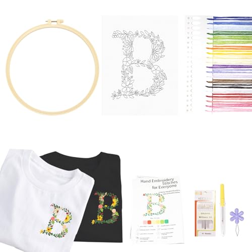 Image of Topapfo Alphabet Letter B Stick and Stitch Embroidery Stabilizers, Embroidery Patterns Kit for Cothing T-Shirt Jeans Tote Bags Crafts