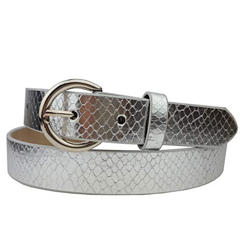 Vegan Metallic Silver Snake Belt