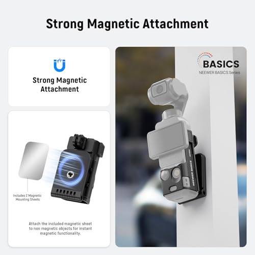 Image of NEEWER Basics Magnetic Mount Compatible with DJI Osmo Pocket 3 Xtra Muse | Gimbal Action Camera Stand, Accessories Expansion Adapter, Plastic Bracket for Battery Grip NEEWER M21 Fill Light, AC024