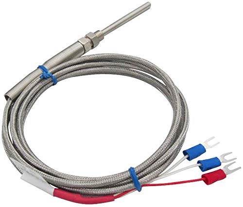 Twtade Stainless Steel Pt100 Rtd Thermistor Temperature Sensor Probe,50Mm / 2" Long Probe Thermocouple, Probe Diameter :5Mm / 0.2" (Temperature Rang: -50~420°C) 5Mm X 50Mm X 2M Mt-225A 50Mm #TOP4