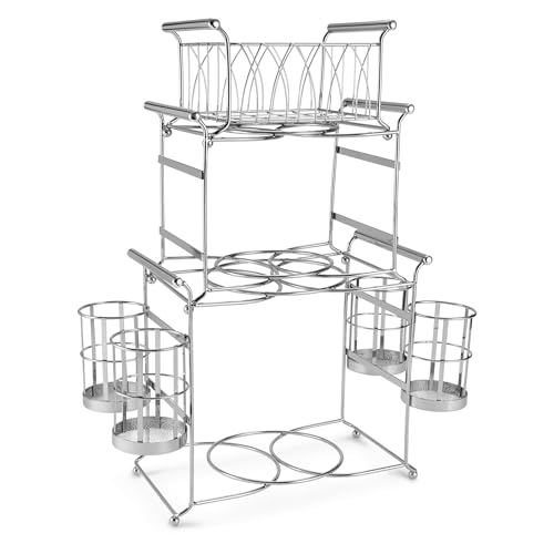 Sorbus Buffet Caddy — 7-Piece Stackable Set Includes Plate, Napkin, and Silverware Holder, 3-Tier Detachable Tabletop Organizer Ideal for Kitchen, Dining, Entertaining, Parties, Thanksgiving (Silver) by Sorbus - Used condition - Image 8