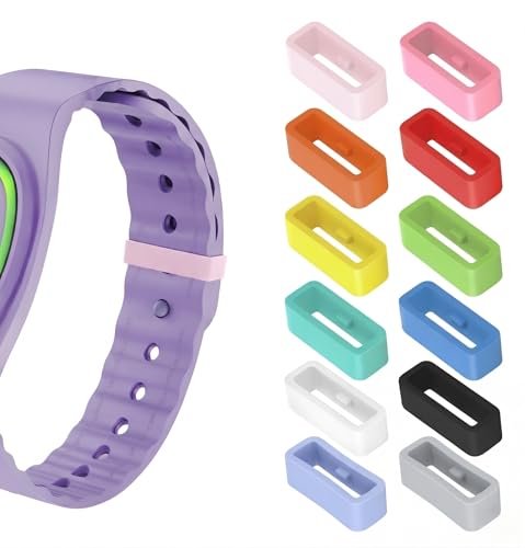 Image of 12 Pack Compatible with MagicBand+ /1.0 /2.0 Band Holder Clips, Soft Silicone Magic Band Locks Universal for 20mm Wide Bands Smart Watch Security Rings - Multicolor