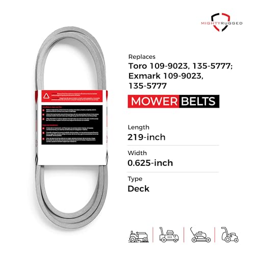 Image of MightyRugged 109-9023, 135-5777 Deck Replacement Belt for Exmark Mower - Belt Length 219 inch - Heavy-Duty, Durable, Aramid Cord Deck Belt for Exmark Lazer Z Series with 72 inch Deck