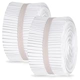 100 pcs White Jelly Cotton Fabric Patchwork Roll, 2.55 Inch Whitely-Cotton Patchwork Roll Precut Fabric Strips in White-Solid Color Quilting Strips for Quilts, Crafts, Rugs,DIY Sewing Projects