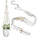 Macramé Pot Suspendu, Suspension Plante Panier Intérieur Macramé Plant Hangers Corde de Coton Pot de Fleur Suspendu Porte avec Décoration Perles Pas de Glands