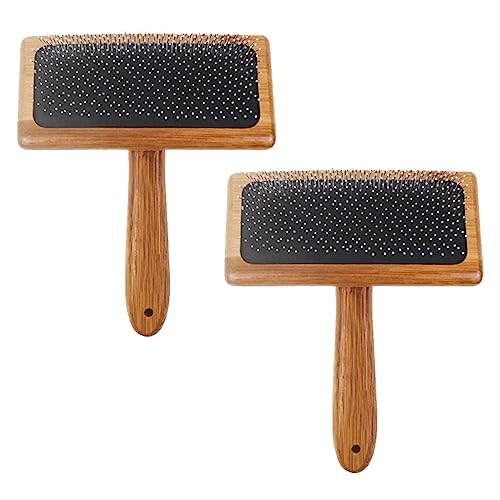 2pcs Wool Carders Carding Comb Hand Carders for Wool Comb Bamboo Air Cushion Fur Rugs Needle Felting Carders Brush Pillows for Coat Felt Rug Tassel Dog Hair(COLOR:L)