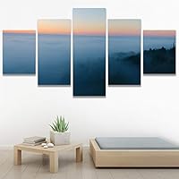 SIGNWIN 5 Panel Canvas Wall Art Sunset in The Mountains for Home Decorations Ready to Hang - 60
