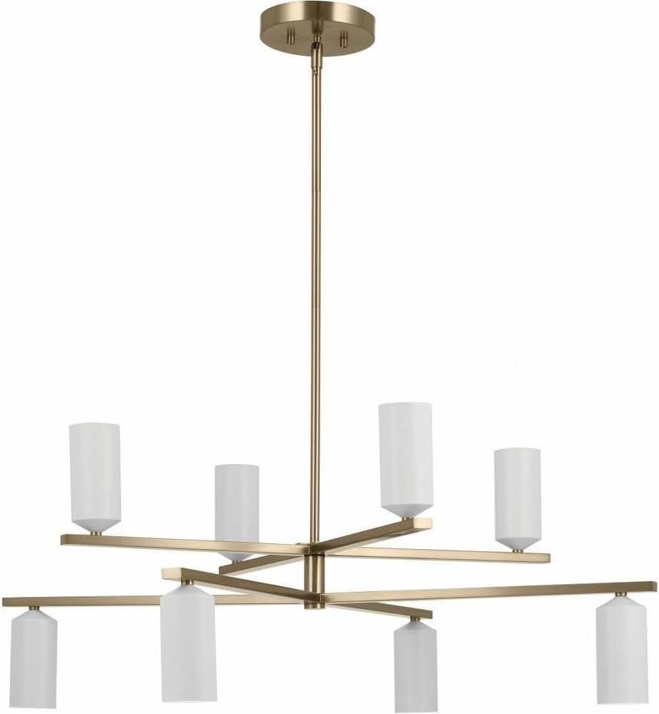 Kichler Gala 36 Inch 8 Light Chandelier in Champagne Bronze with White