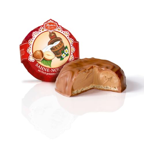 Reber Sahne-Nougat Schokolade Pastete, Aus frisch gerösteten Haselnüssen, Umhüllt mit zarter Alpemilch-Schokolade, 342g (9 Stück)