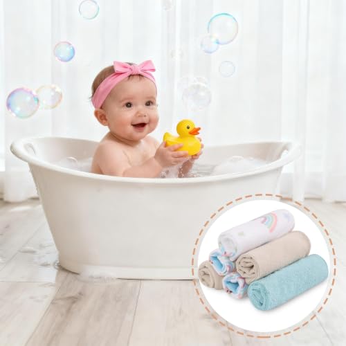 Image of Baby Washcloths, 24Pack Baby Wash Cloths Extra Soft & Ultra Absorbent, Baby Towels and Washcloths Face Towels for Unisex Boys Girls Body, Washclothes Gentle on Sensitive Skin, 9x9 Elephants & Giraffes