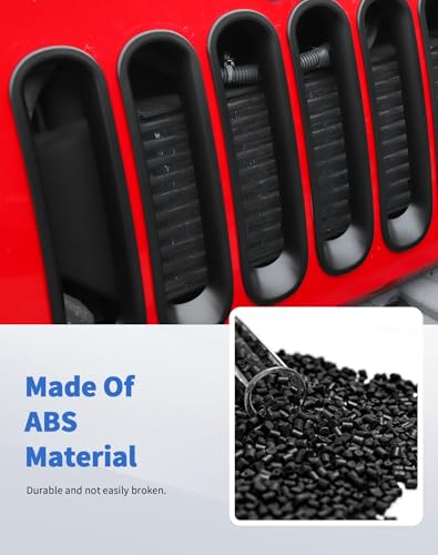 Image of 7Pcs Front Grille Inserts Guard for Jeep Wrangler JK 2007-2017 Matte Black Front Mesh Grille Cover Guard Clip-in Trim Cover, Matte Black