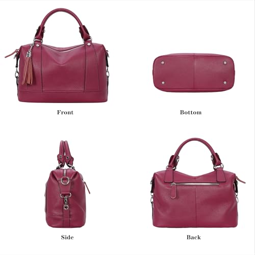 Image of HESHE Womens Genuine Leather Purse Satchel Tote Bags Ladies Real Leather Bags Crossbody Handbags