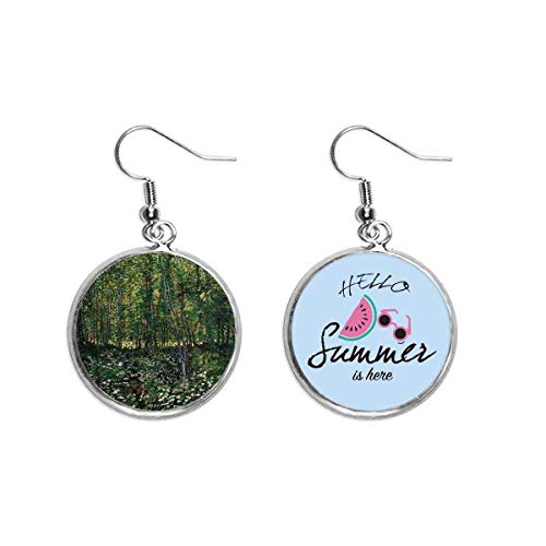 Pendientes de sandía verano con paisaje de bosque florido para lóbulo