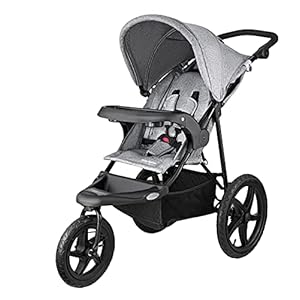 Moby-System Runner Dreirad-Kinderwagen Buggy Mountain Schwarz Für Kinder Bis 15 Kg, Es dreht sich gut Bequem Lässt sich leicht zusammenklappen, Grau