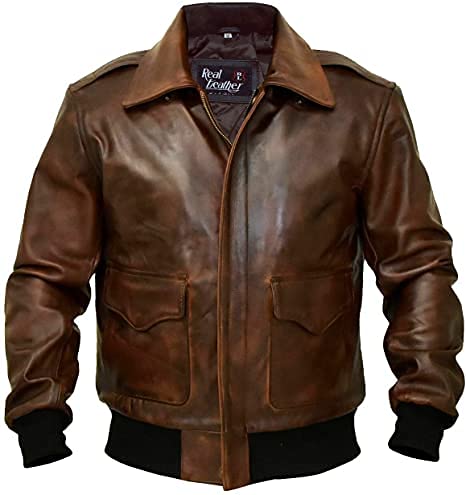 A2 Aviator Flying Tiger WWII Flight Aviator Bomber Jacket-Mens Real Leather Aviator Pilot Bomber Jac