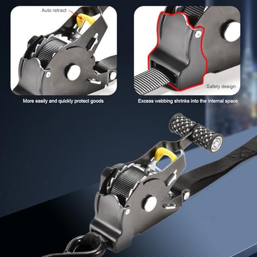 Cinghia a cricchetto retrattile con riavvolgimento automatico e doppi ganci a S per camion 3