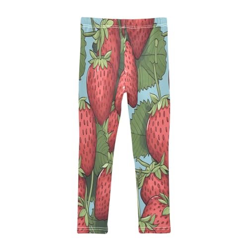 Bolaz Toddler Girls Leggings Printed Yoga Pants Leggings Green Leaves Strawberry for Kids2