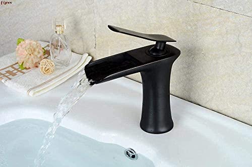 Mitigeur de lavabo à cascade noir ORB en laiton massif durable et pivotant