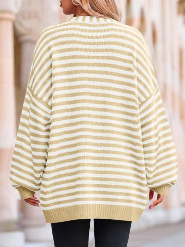 Saodimallsu Womens Oversized Cardigan Sweaters Open Front Chunky Knit Casual Long Lantern Sleeve Fall Sweater Coats — view 5