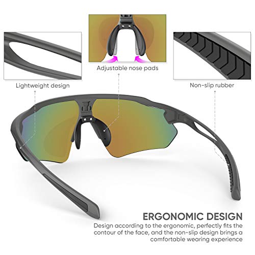 Óculos de sol esportivo TR90 com armação inquebrável polarizada, óculos de bicicleta para homens e m