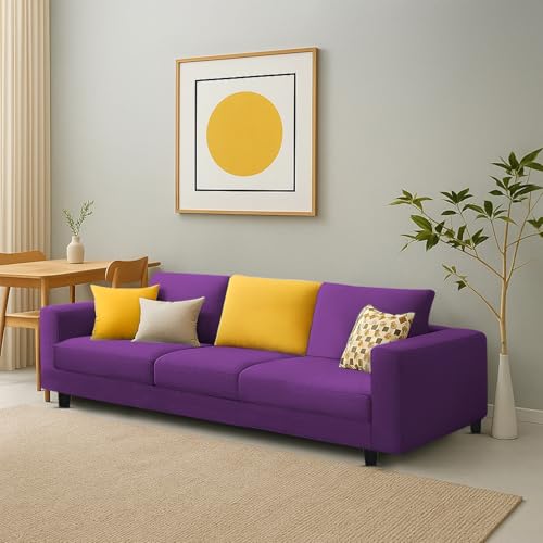 Image of Galib 3 Seater Sofa Set for Living Room (Purple Fabric) Premium Fabric Sofa Set
