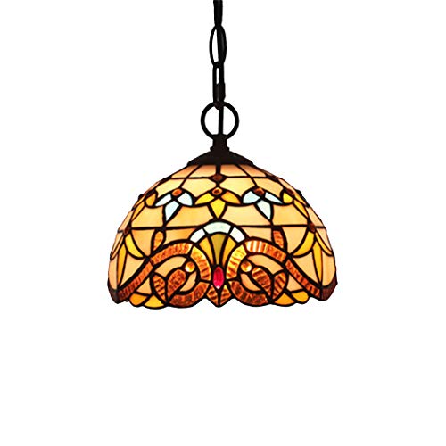 Suspension Tiffany Verre Luminaire Baroque Vintage 10 Pouces E27 Lustre Plafond Salon