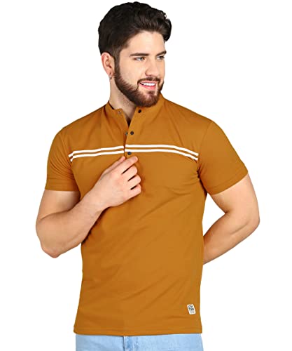 Alan Jones Clothing Men's Cotton Regular Fit Mandarin Collar Soli...