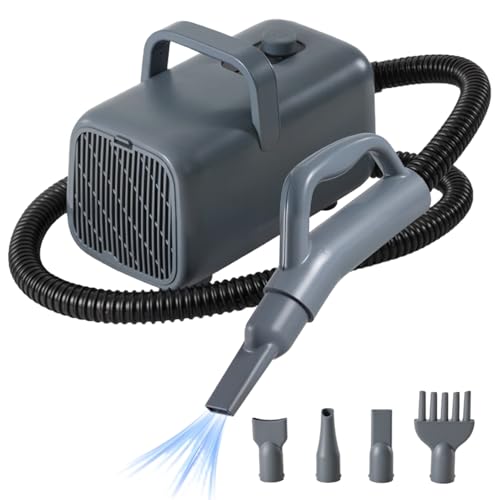 NEWBULIG Dog Hair Dryer, 1550W High Velocity Pet Blow Dryer with Heater for Grooming, Speed Temperature Adjustable Dog Blower Grooming Dryer with 4 Nozzles