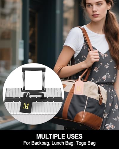 Initial Luggage Tags for Suitcases, 3 Pack TSA Approved Easy to Identify Leather Letter M Travel Tags for Luggage, Travel Essentials Bag Tag Suitcase Identifiers, Cute Hot Stamped Monogram