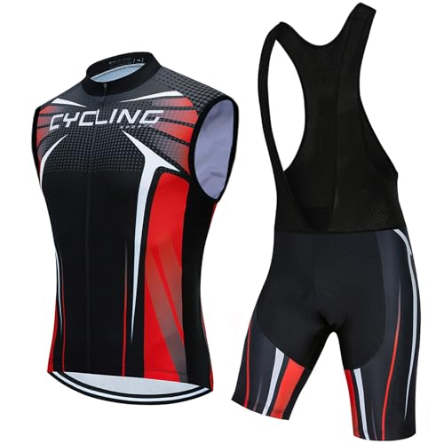 Maillot de velo sans manches homme et cuissard 9D pour cyclisme VTT