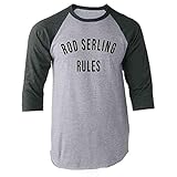 Rod Serling Rules Science Fiction Sci-Fi Writer Gray XL Raglan Baseball Tee Shirt