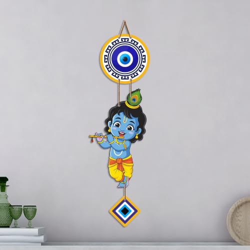 Image of Artvibes Bal Krishna Evil Eye Wall Hanging for Home Entrance Decor | Nazar Battu Protection Hanging for Living Room Bedroom Temple Office | Vastu Positive Energy Decorative Gift (WH 8570N)