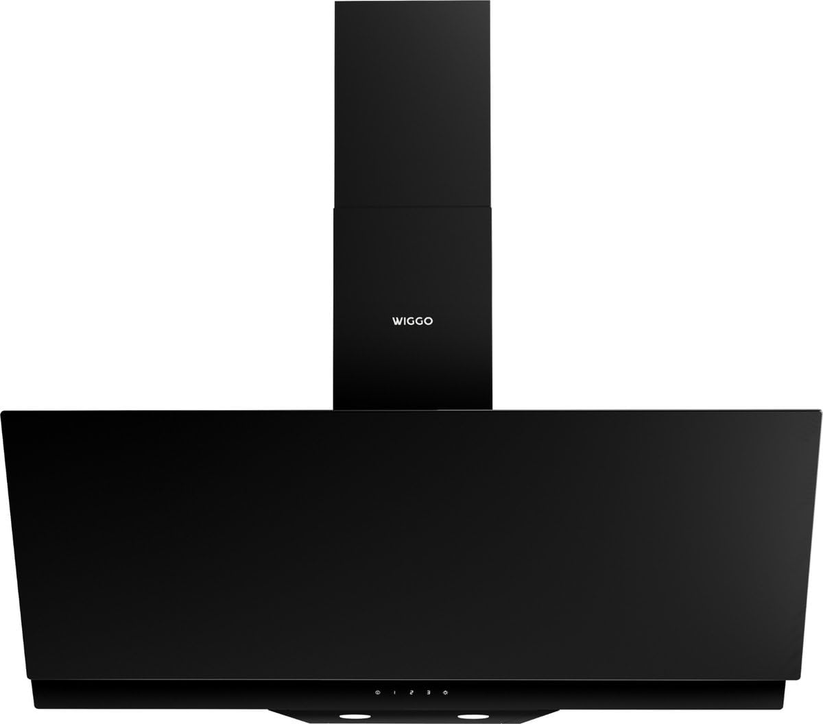 Wiggo A942G - Cappa aspirante da 90 cm, senza testa I cappa di scarico 626 m³/h, display touch a 4 livelli, classe di efficienza energetica A, con 2 filtri a carbone, cappa anteriore in vetro nero