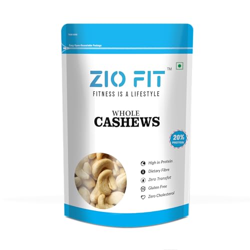 Image of Ziofit Indian Whole Cashews | 200g (Buy 1 Get 1 Free) | Nutritious Dry Fruit | Healthy Snacks, Rich in Nutrients | Protein | Fiber | Vitamins, Roasted | Nutritious & Delicious Healthy Snack | Gluten Free | Cashews Rich in Protein | Magnesium and Phosphorus | Plant Protein & Rich in Minerals & Vitamins.