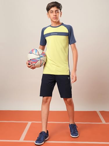 Image of TECHNOSPORT Boy's Polyester Slim Fit Crew Neck Half Sleeve T-Shirt with Technocool+, Anti Microbial Propeties for Sports and Regular Use